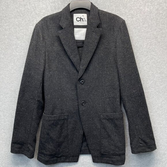 Chapter‎ Brand Tweed Blazer Womens Medium Black Long Sleeve Pockets Collared - Picture 1 of 13